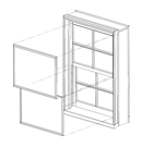 Exploded diagram of a window with WindowSLIP system, showing how the insert fits over the original window frame.