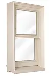 Standalone WindowSLIP insert with a beige frame and two clear glass panes.