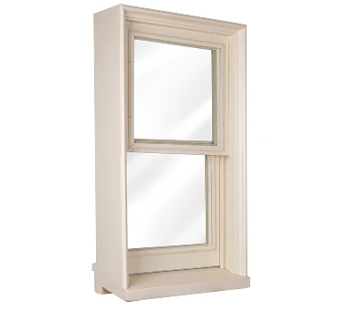 Standalone WindowSLIP insert with a beige frame and two clear glass panes.